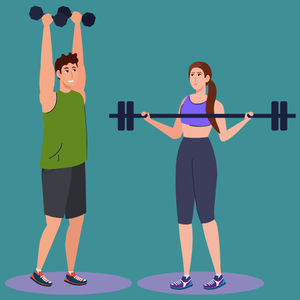 Man and woman working out